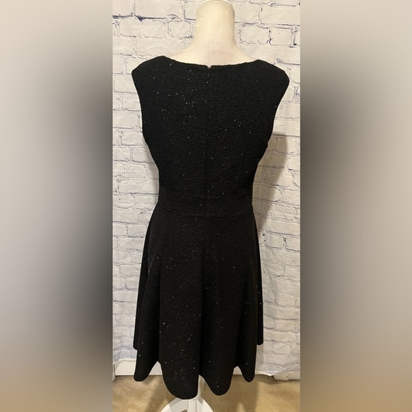 Eliza J Cocktail Dress Black Sleeveless Sparkle Rhinestone Sz 10 Fit & Flare - Picture 5 of 8